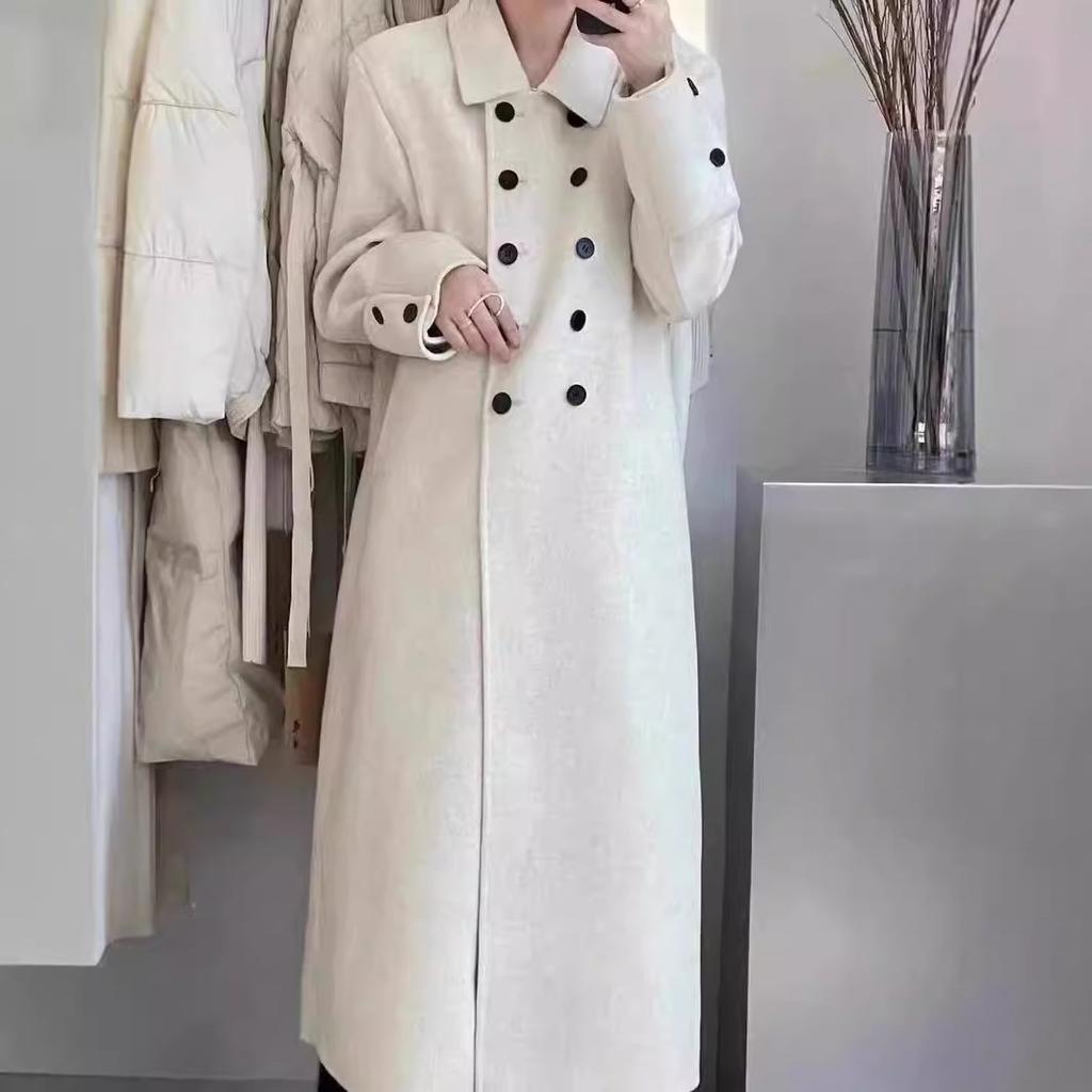 Double-sided Cashmere Coat Women's Autumn and Winter New Style Loose Temperament Double-breasted Woolen Woolen Coat