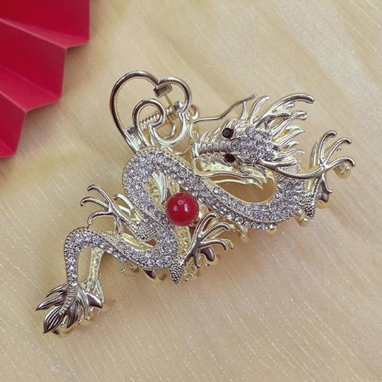 Women Hair Claw Chinese Style Dragon Shape Anti-slip Teeth Hair Clip Back Head Shark Hair Claw Hair Accessory