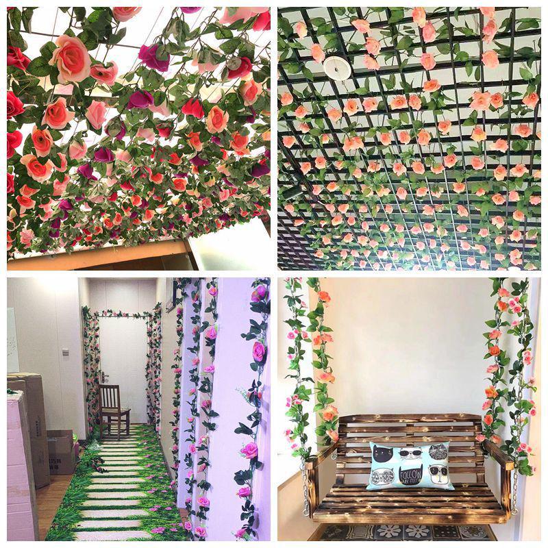 Artificial Rose Vine Garland for Air Conditioning Pipe Decoration
