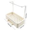 Kitchen Sink Storage Rack with ABS Plastic Basket, Removable Drain Tray and Raised Metal Bar for Hanging a Dishcloth