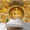 Photo Wallpaper For Roll 3D Stereoscopic Golden Statue Mural Hotel Hall Living Room Wall Art Mural Home Decor Wall Covering Papel De Parede
