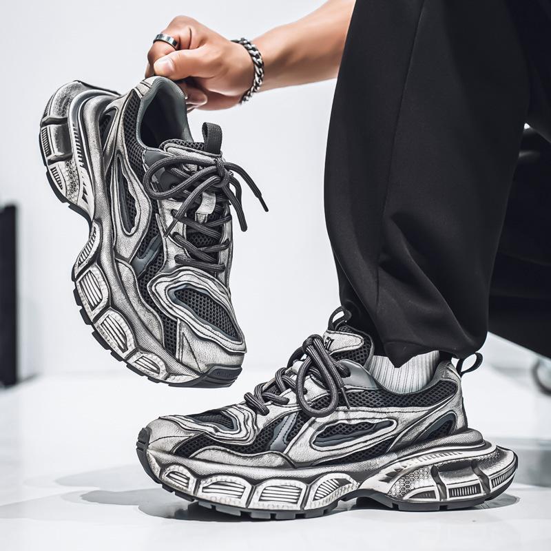 Winter high-top high-end running leather surface waterproof and non-slip sports casual height-increasing dad shoes