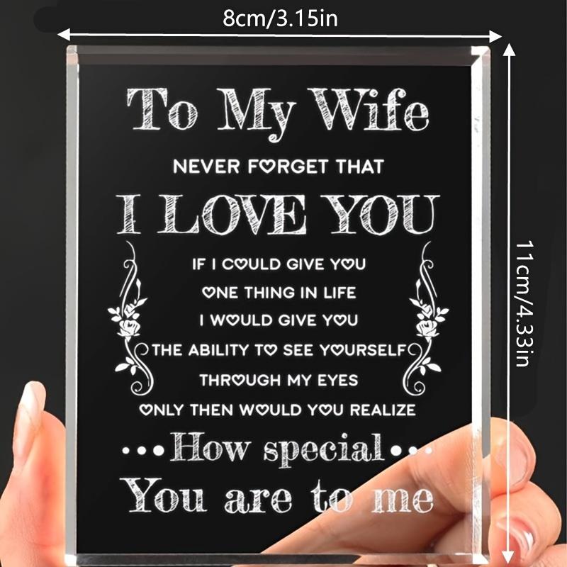 2D Flat Anniversary Birthday Wife Gift Acrylic Decorations Plaque, Suitable for Wall Decoration, Porch, Room, Villa, Accents Home, Hallway, or Workpla