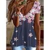 Summer V-neck 3D Printed Top Fashionable Casual Short Sleeved Women's T-shirts