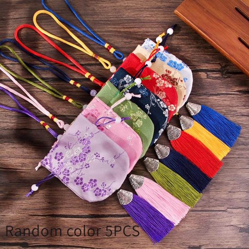 

Вышитые полиэстеровые мешочки для попурри, ароматизированные саше смешанных цветов с кисточками, подвесные ароматические мешочки для дома