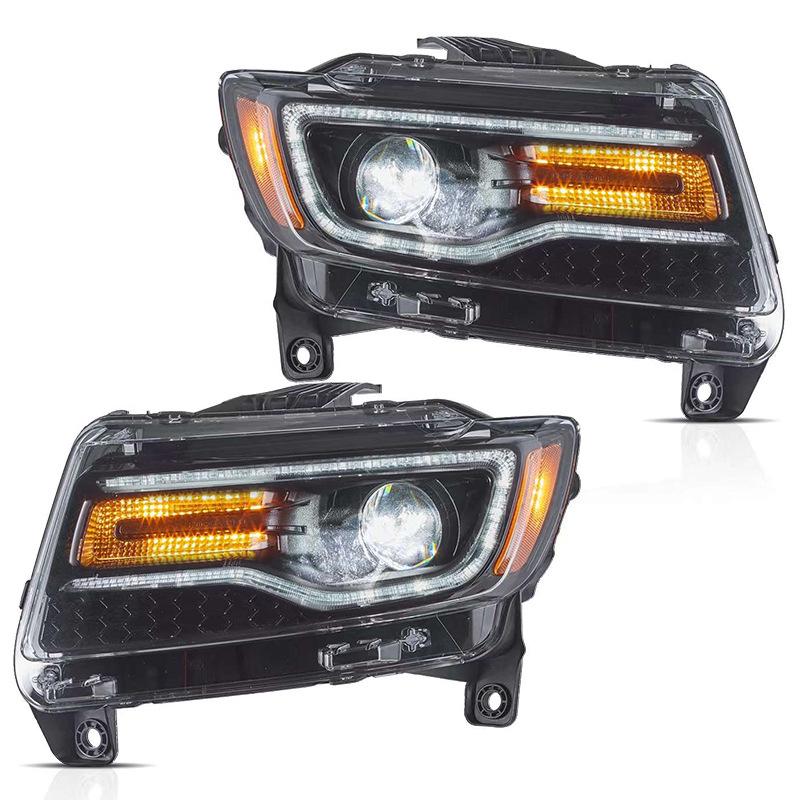 

Designed for 2011-2013 Jeep Grand Cherokee: LED Headlight Assembly with Streamer Turn Signal. Bi-Light Right Hand Drive