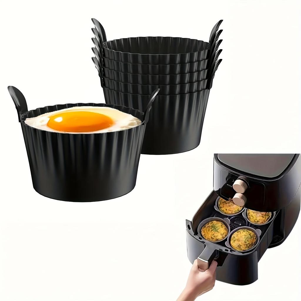 3-piece black silicone air fryer baking small cake tray multi-functional kitchen accessory, suitable for healthy cooking