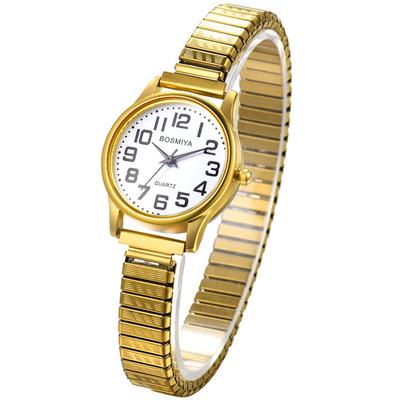Analog Waterproof Stainless Steel Watch with Elastic Perfect Gift for Day Women's Strap, Simple, Cute, Stylish, Casual, Business, Gold, Women's