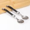 Jaswehome 6pcs Black Handle Laguiole Dinner Spoons Coffee Teaspoons Cutlery Dessert Fruit Mixing Ice Cream Spoon
