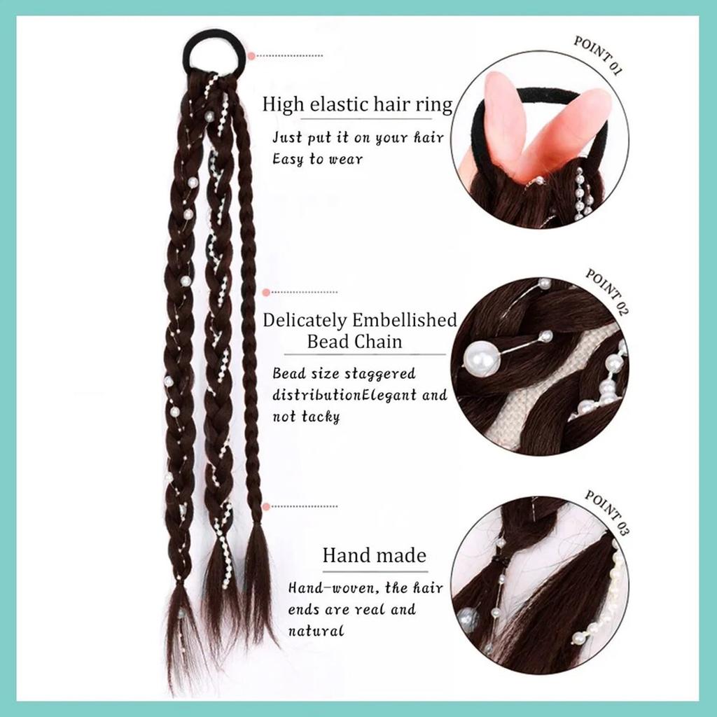 NOELAMOUR Hair Extensions, Wig, Braids, Pigtails, Kids' Hair Extensions (Black)