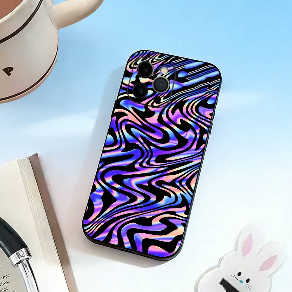 Liquid Swirl Pattern Phone Case For iPhone 17,16,15,14,13,12,11 Plus,Pro Max,XS,Soft Silicone Black Cover