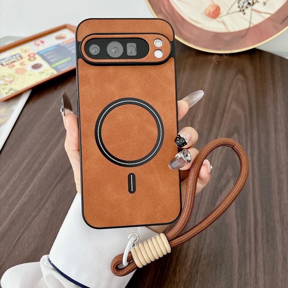 Wrist Strap Leather Magnetic Phone Case for Google Pixel 10 9 7 8 Pro XL 10A 9A 8A Shockproof Protector Cover