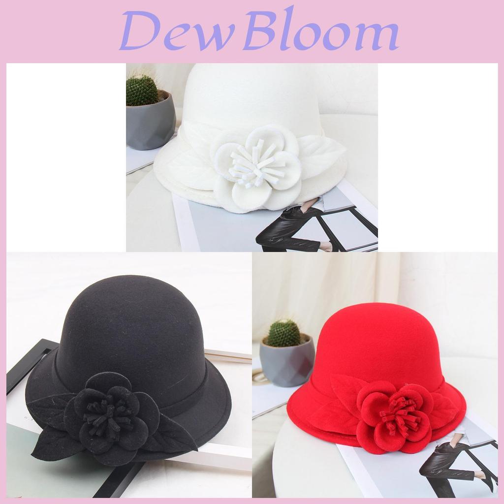 Woolen Cap With Floral Embellishments For Autumn Winter Fashion Girls
