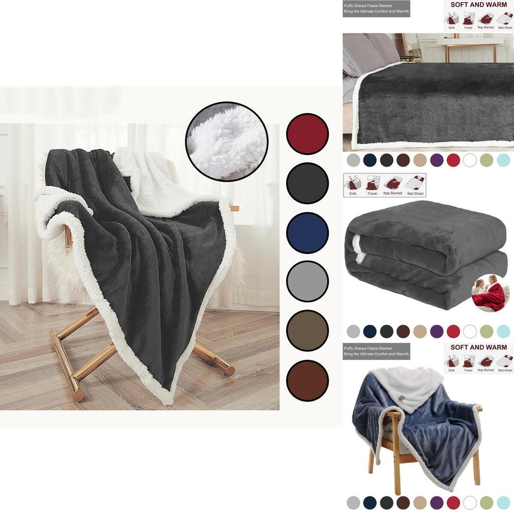 Luxurious Sherpa Flannel Fleece Blanket Soft Plush Warm Thickened Comfort