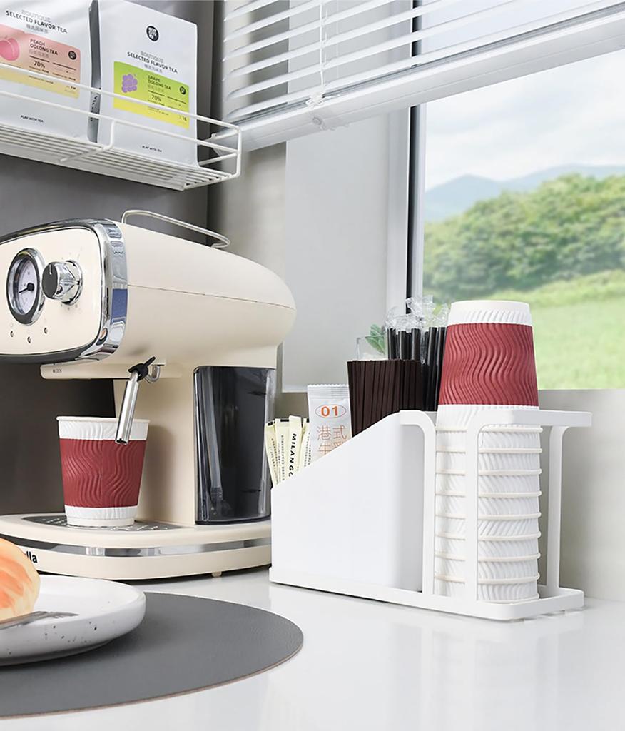 Papierbecherhalter, Becherständer, Papierbecheraufbewahrung, Kaffeetassenhalter (Weiß)