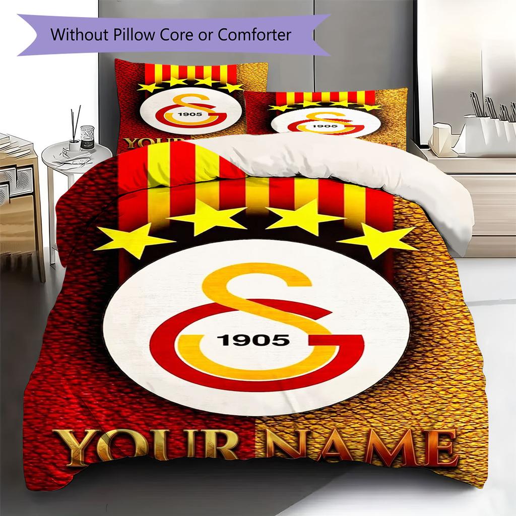 Galatasaray S Custom Name Pattern Bedding,Quilt Set Quilt Cover Pillowcase Home Birthday Gift(1 * duvet cover + 2 * pillowcase, without core)