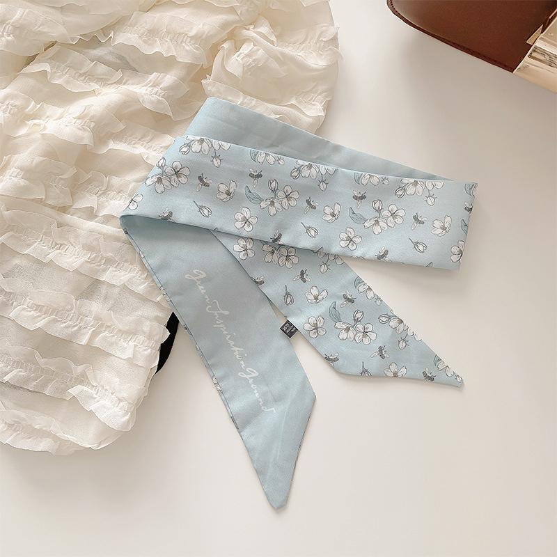 26 Letter Print Long Scarf Silk Small Scarf Narrow Ribbon Headband Handle Bag Band Bandana Hair Tie Hair Head Neck Neckerchief