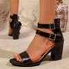Sandales à Talons pour Femmes Classiques Simples à Bride Confortables Bout Ouvert Talons Hauts Chaussures d'Été Élégantes Polyvalentes Épaisses Sandalias Chaussures pour Femmes