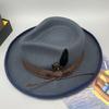 Elegant Feather Homburg Wool Styling Hat with Wide Brimmed Flat Hat Wide Brimmed Western Hat for Casual Wear