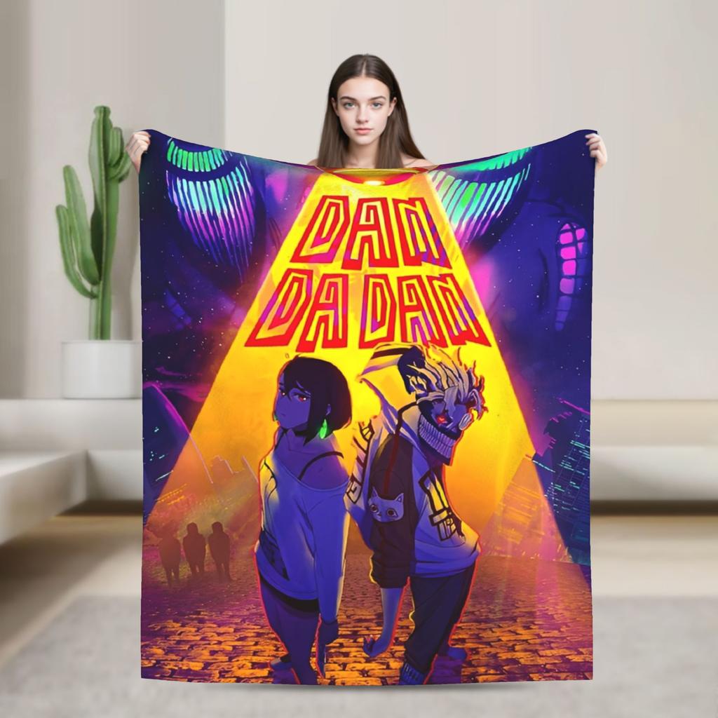 Turbo Granny Dandadan Anime Blanket Street Trend Plush Throw Blanket For Living Room Airplane Travel Flannel Bedspread Bed Cover