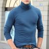 Men Layering Top High Collar Prevent Neck from Wind Highly Stretchy Slim Fit Solid Color Pullover Top for Sports Travel Office Daily Wear