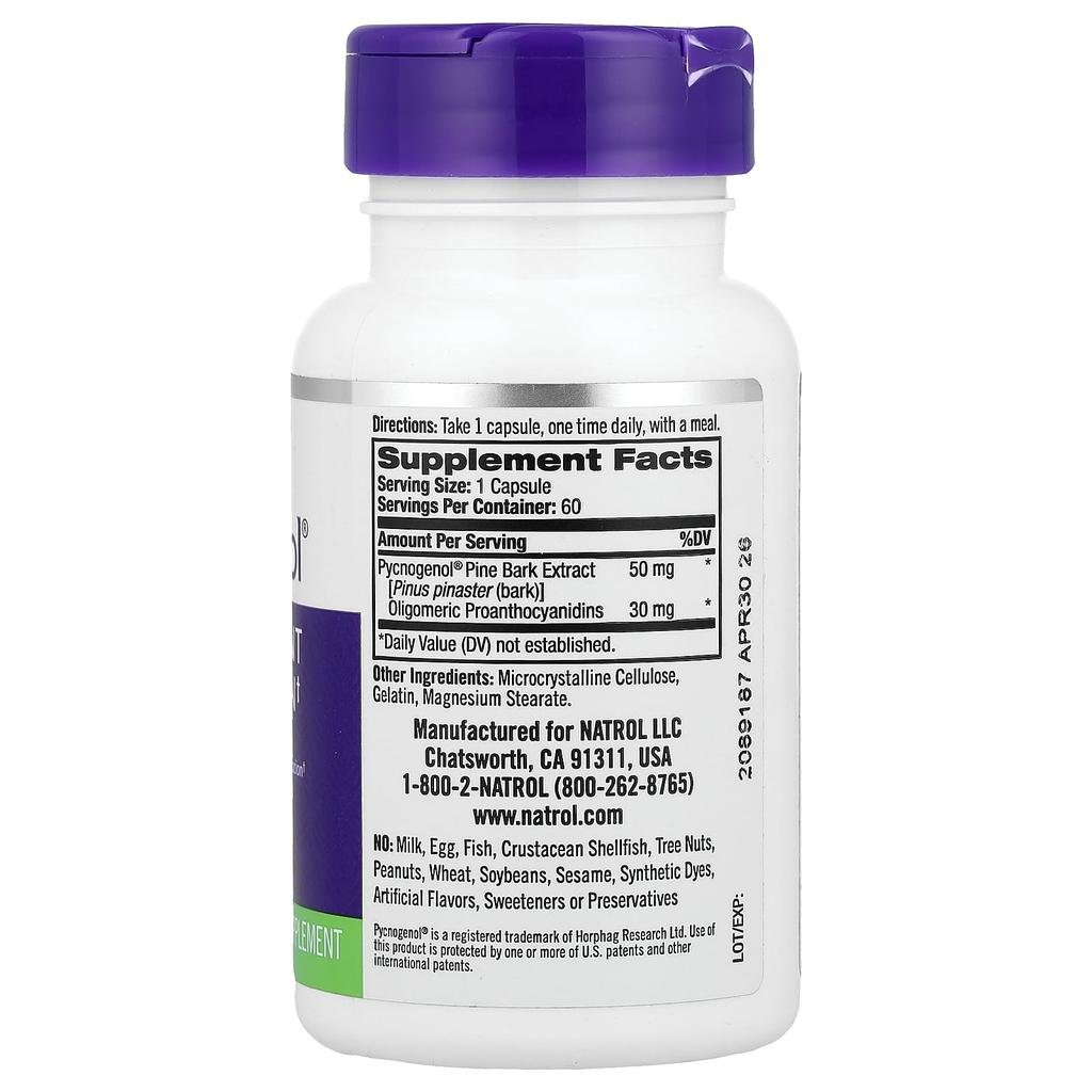 Pycnogenol, 50Mg, 60 Capsules