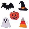 Indoor Entryway Decorations Halloween Table Sign, Wooden Pumpkin Ghost Bat Block Rustic Autumn Home Accents Tiered Tray Ornament for Tabletop