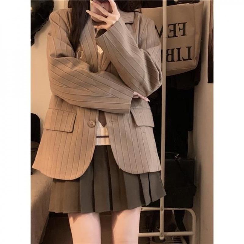 Koreanischer College-Stil Retro Chic Pulloverweste & Plissee-Rock Set für Damen