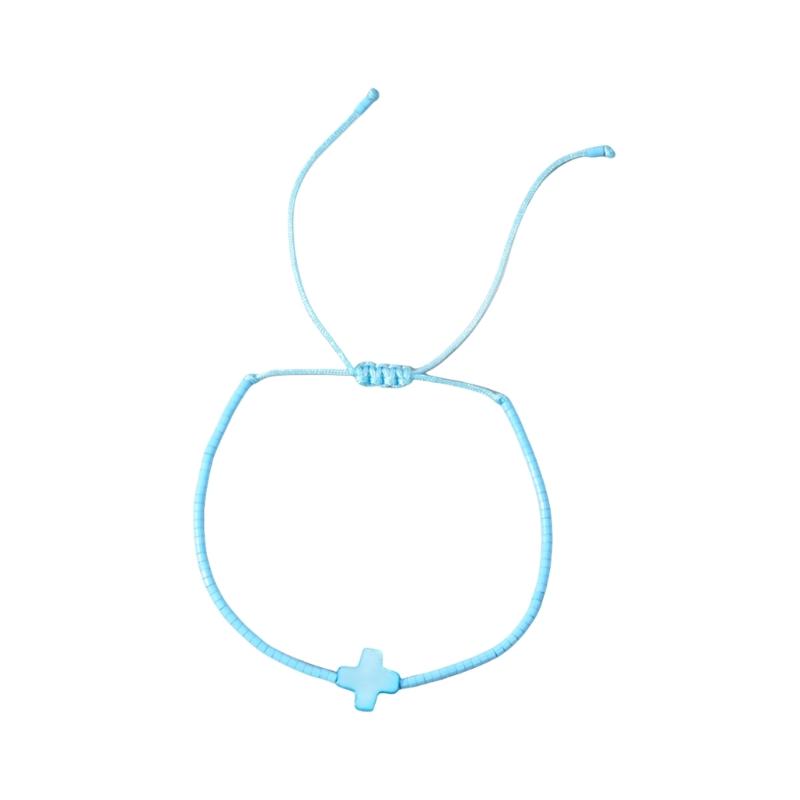 Elegantes handgefertigtes mehrfarbiges Perlenkreuz-Armband Verstellbares Schmuckzubehör für den Alltag Böhmische Stile