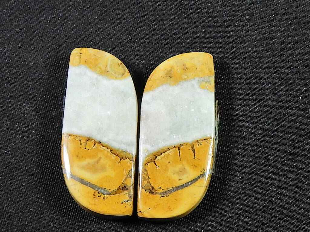 31Cts. Natural Maligano Jasper (11mm X 27mm Each) Fancy Cabochon Match Pair SK-2779