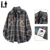 Men's Gradient Plaid Long-Sleeve Shirt