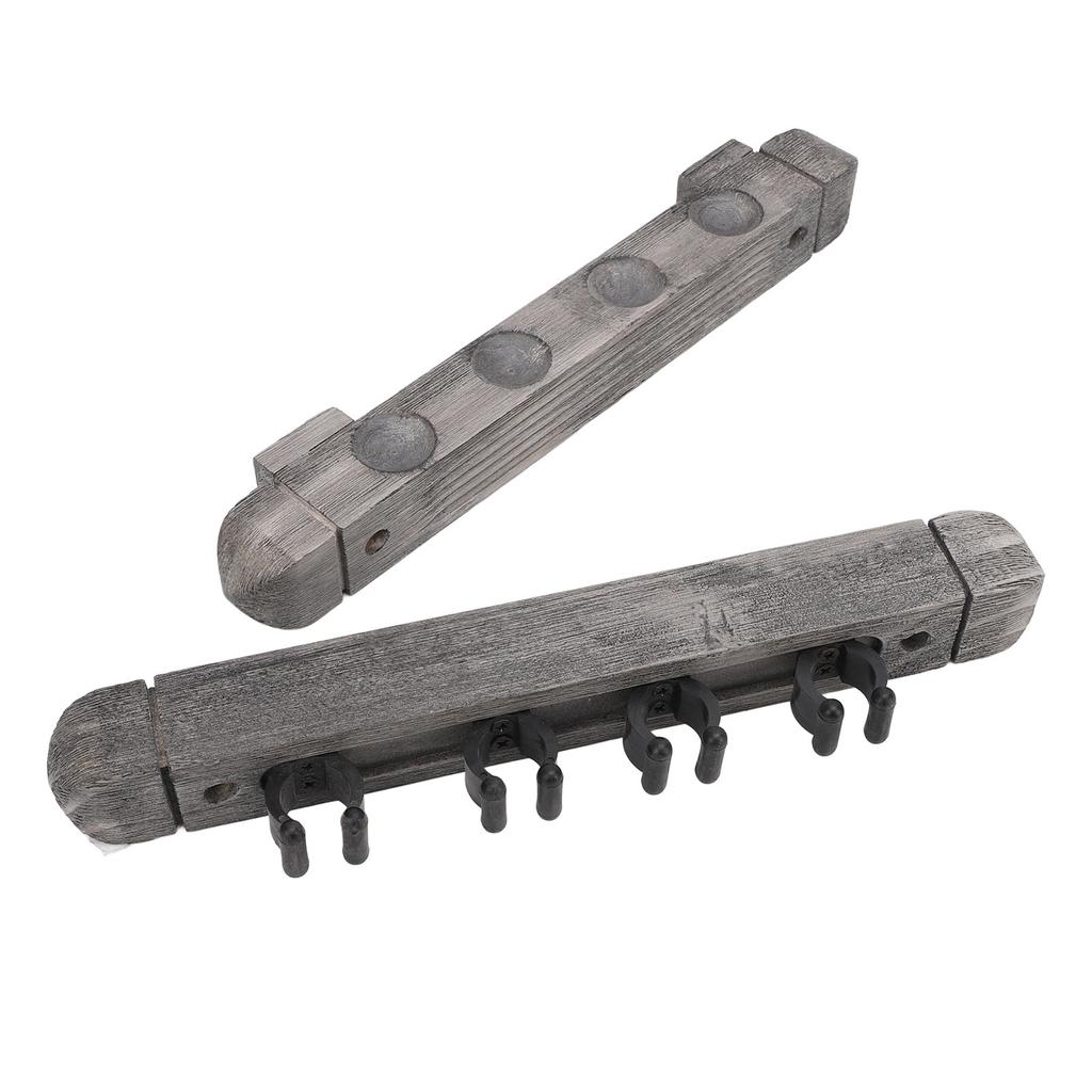 Wall Mounted Cue Holder Rack 4 Slots Modern Wooden Billiard Cue Holder Silver Grey