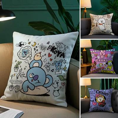 Funda de almohada de anime B-bt21s linda Almohada segura con foto personalizada, Cojín de vellón cepillado que no se decolora, Seguro para madres y bebés.