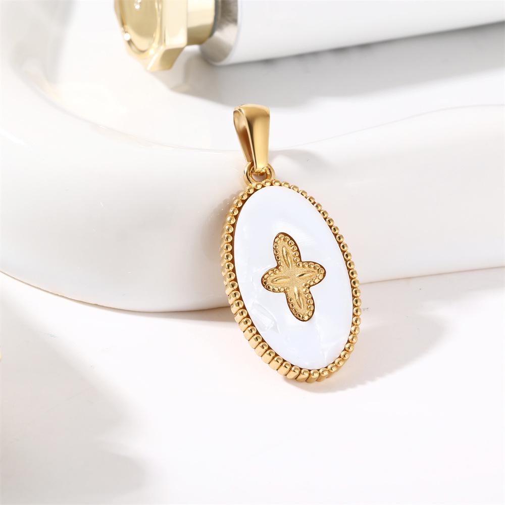 18K Gold French Vintage White Shell Flower Pendant for DIY Bracelet/Necklace Jewelry