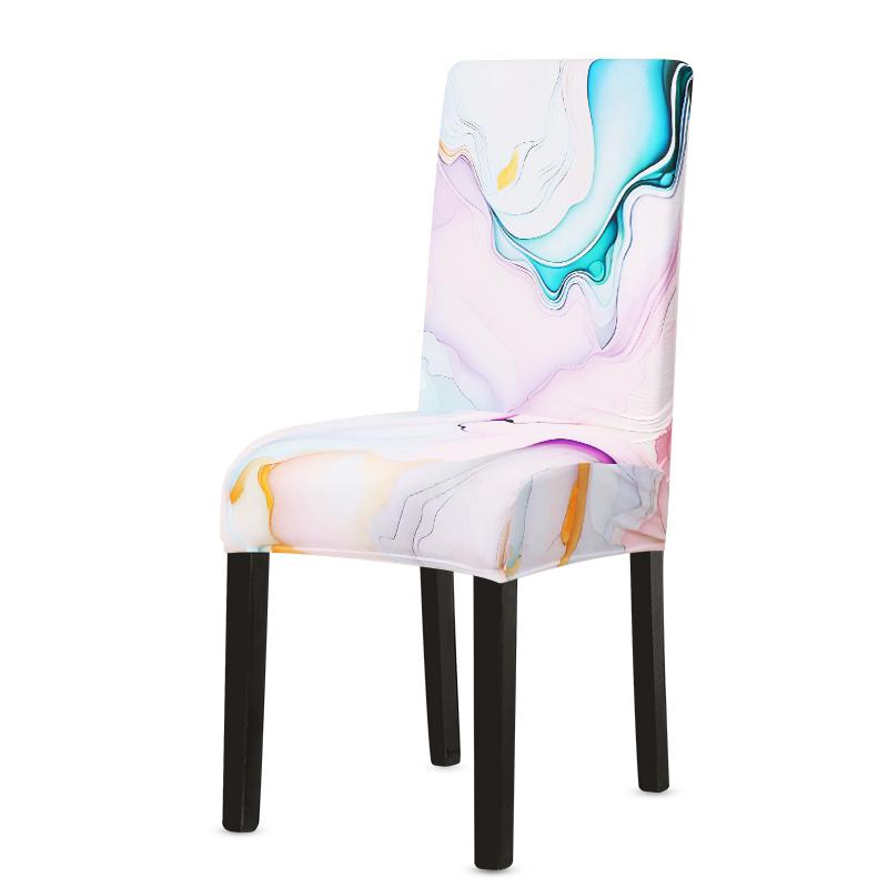 1pc Marble Textured Dining Room Chair Covers Stretch Chair Covers Removable Universal For Home Kitchen Dining Room Wedding