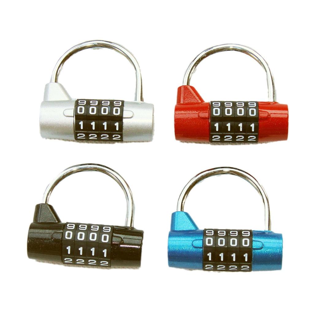 U-Shaped Zinc Alloy 4-Digit Combination Padlock for Luggage, Gym, Office