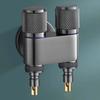 Universal Interface Double Outlet Valve Stainless Steel Knob Type Shower Shut Off Valve Space Saving Double-end