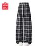 MINISO Women's Retro Plaid High-Waist Wide-Leg Pants