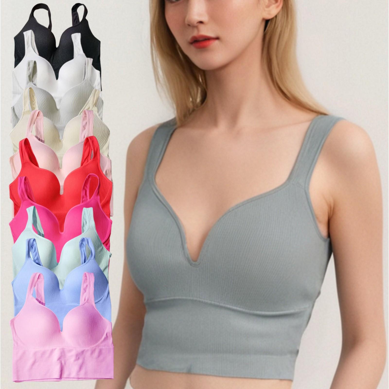 

Women s Solid Color Fixed Cup Sports Bra Tank Top L