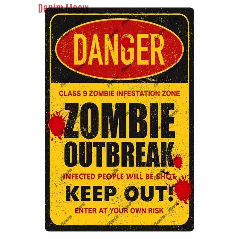 Vintage Witch Halloween Wall Art Poster, No Trespassing Metal Sign, Warning Tin Plates for Gift, Bar Party, Room Decoration WY68