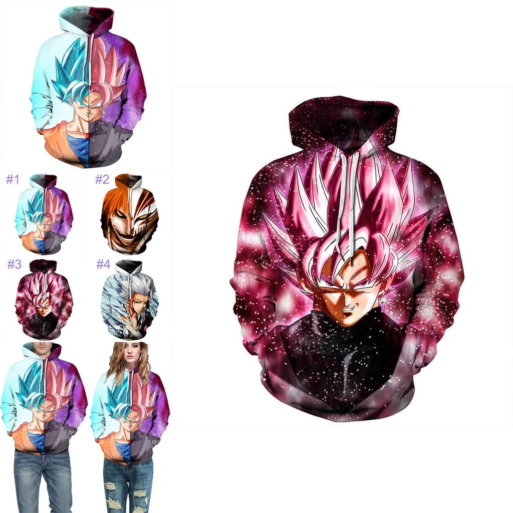 Polyester Dragon Ball Z Super Saiyan Goku Men Women Anime Pullover Hoodie**