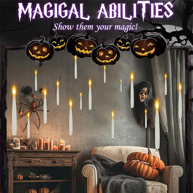 Halloween Decoration Floating LED Candles 10/20PC Flameless Flicker Candle with Magic Wand Remote Control For Christmas Birthday