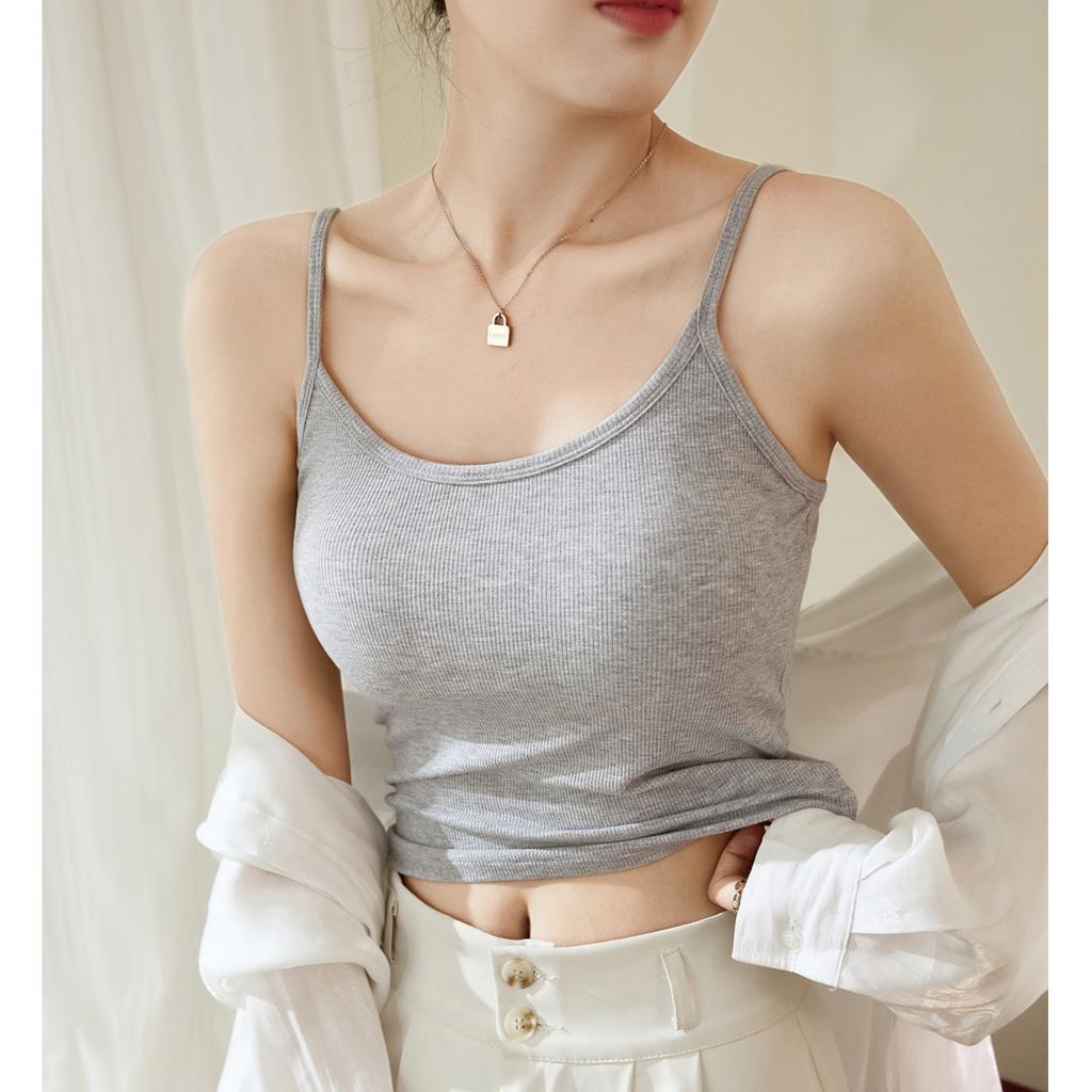 Summer Women with Bra Pads Inside The Poly Poly Thickening Show Bust Large Bra One Halter Vest