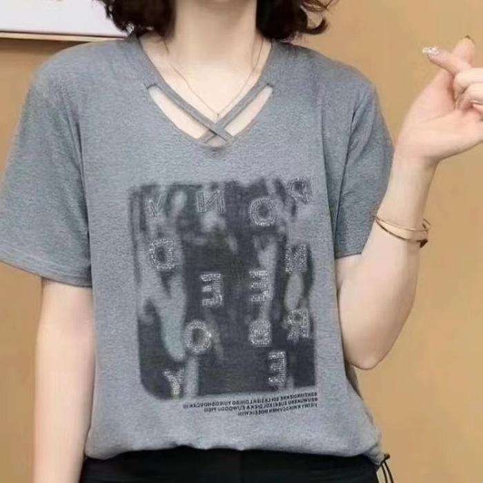 Short-sleeved T-shirt Women's Summer New Style, Age-reducing Slimming, Versatile Letter Ironing Tops