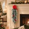 Flexible Branch Christmas Artificial Cedar Needle Red Berry Poinsettia Decor  Mantel Display