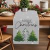 Christmas Plaid Green Pine Trees Linen Table Runners Dresser Scarf Decor Winter Holiday Dining Table Runners Navidad Decorations