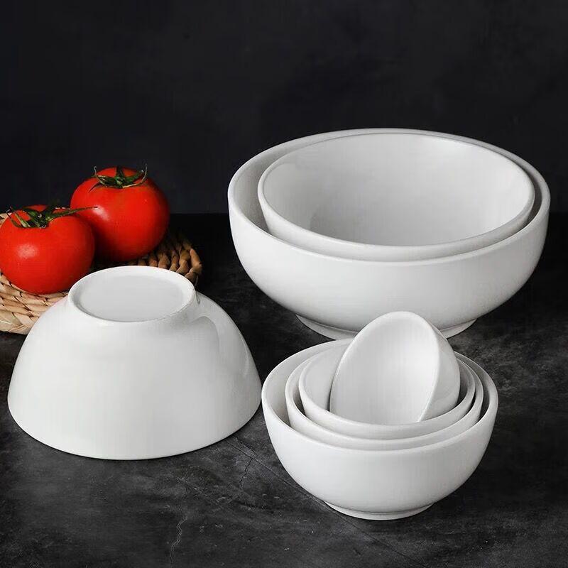 White Ceramic Rice and Soup Bowls