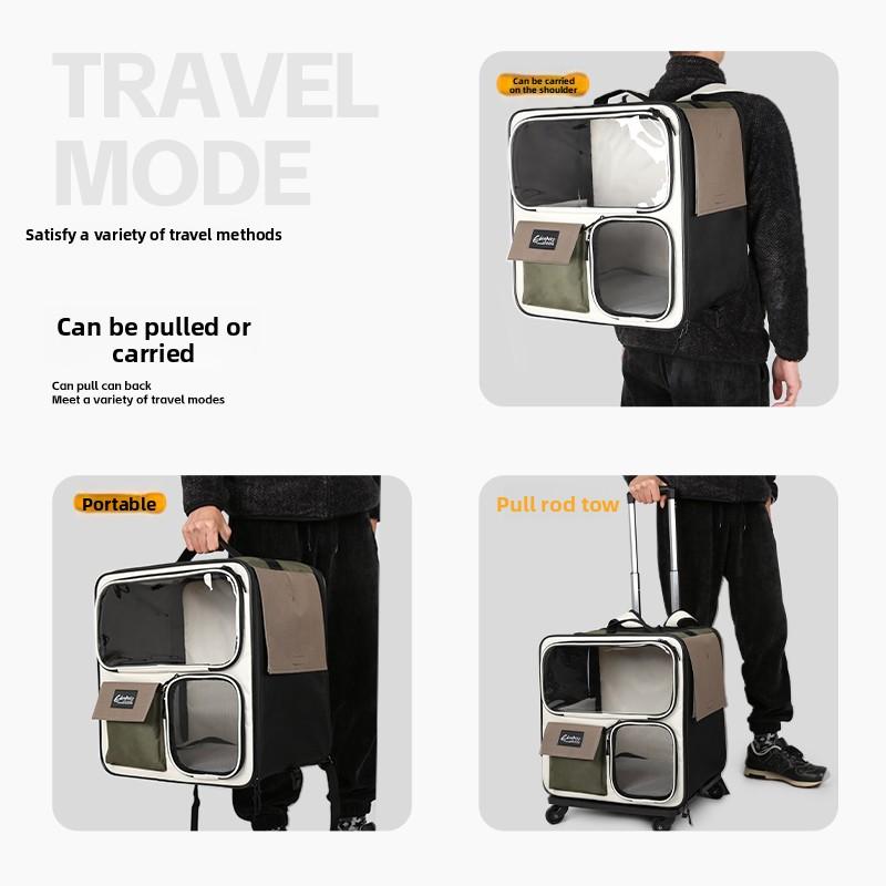 3-in-1 Portable Pet Backpack Lightweight Cat Carriers Large Capacity Dog Travel Bag for Outdoor Removable Pet Suitcase