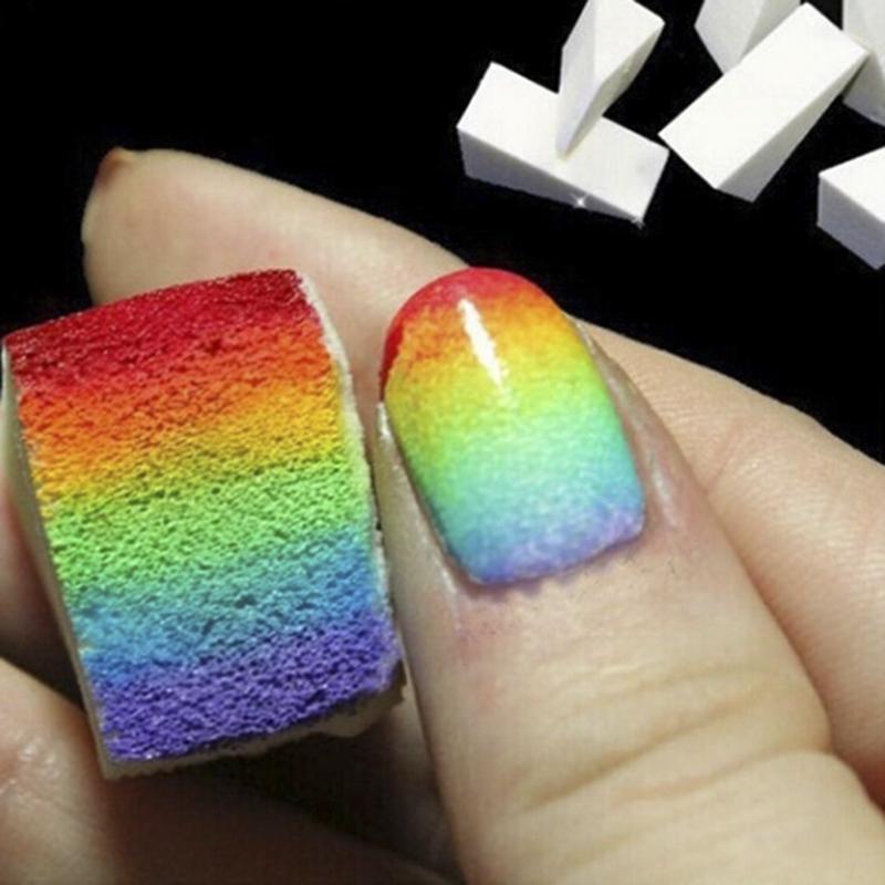 10 ks Nail Art Houbičky na razítkování s přechodem barev Gel Trojúhelníkové nástroje pro barvení