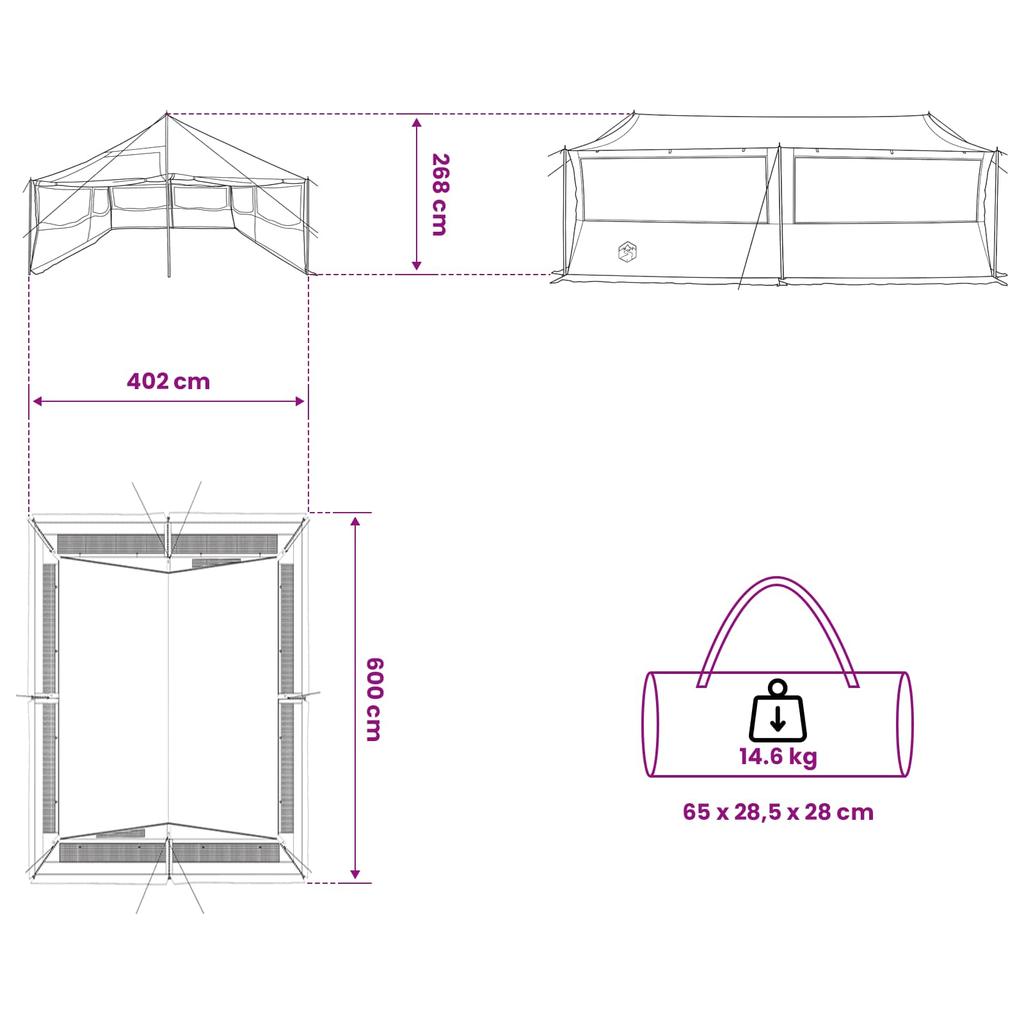 Family Tent Army Green 600 x 400 x 268 cm Polyester and Steel